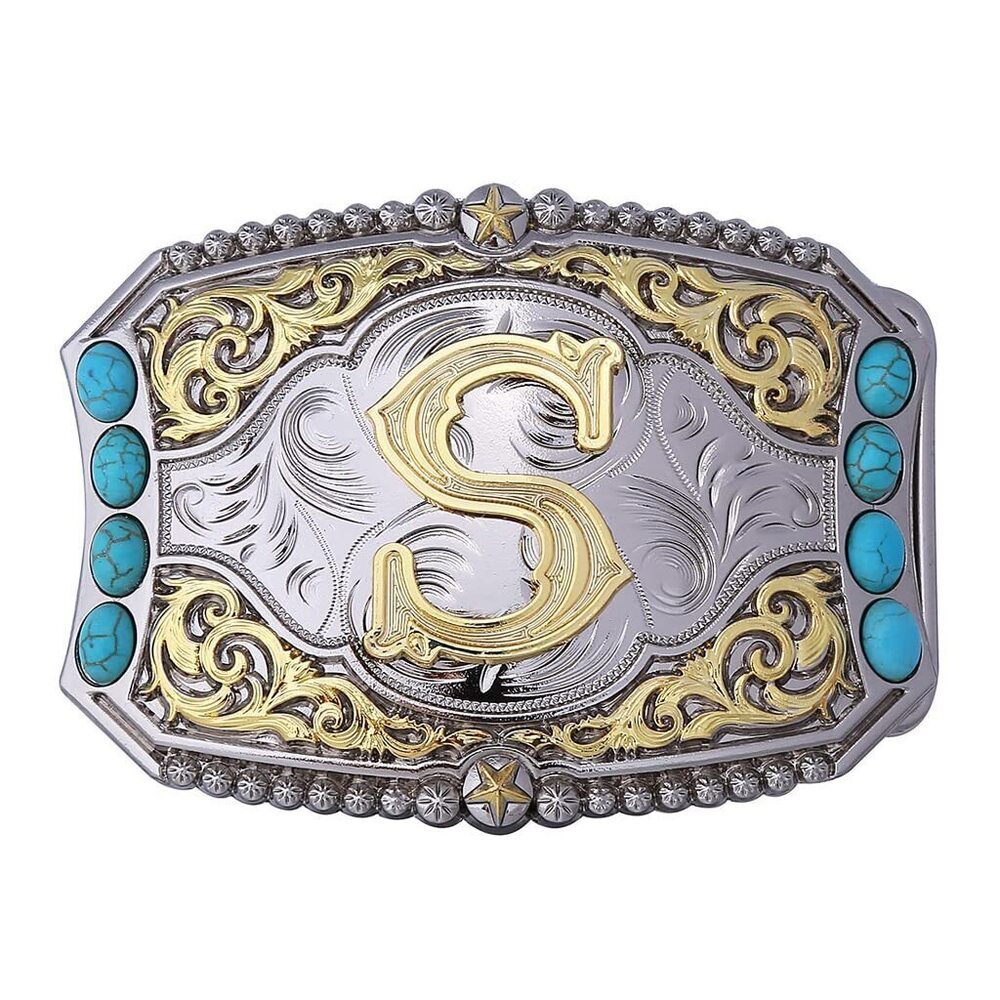 6018 Western Belt Buckle Cowboy Rodeo Initial Letters ABCDEFG to Z